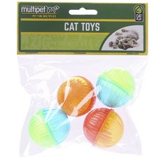 multipet 貓咪玩具球, 4件, 混色