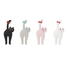 FOX RUN 貓尾巴磁鐵 冰箱磁鐵 4入, 黑色, 灰色, 粉紅色, 白色