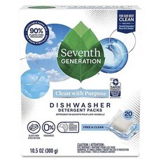 seventh generation Clean with Purpose洗碗機清潔劑 檸檬香 20顆入, 1盒, 300g