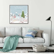 森活小飾 Lifedecor 聖誕仙境掛畫 裝飾畫，打造溫馨聖誕氛圍, A款-木紋框,40*40CM