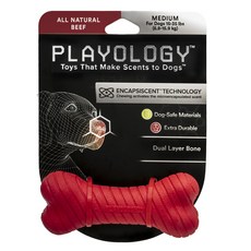 PLAYOLOGY 寵物狗用雙層骨頭訓練玩具 M號, 1個, 紅色的