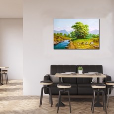 溪邊牧牛手繪油畫 60x90cm (VF-07), 詳見包裝