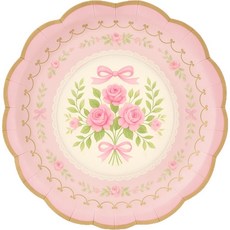 夢幻玫瑰蝴蝶結一次性餐具組，粉色系派對紙杯，浪漫玫瑰花主題，一次性使用，方便衛生