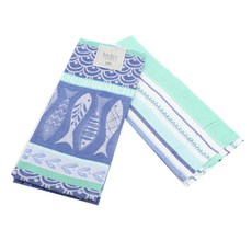 DESIGN IMPORTS 聖托里尼魚圖案洗碗巾 2 件套 45.7 x 71.1 厘米, 2件, 聖托里尼魚