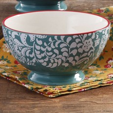 Pioneer Woman 跳蚤市場有腳穀物球圓形裝飾炻器 15.2 cm, 1個, 旅行藤蔓