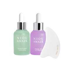 紐奇肌 油水平衡閨蜜組 玉石按摩刮痧板, 1個, 玉石按摩刮痧板, 縮時保濕安瓶, 鑽石光馥活油