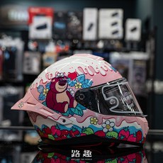 【路趣】【送電鍍片】MESUCA麥斯卡 M601 熊抱哥聯名彩繪全罩安全帽 (機車安全帽、全罩式安全帽), 粉色