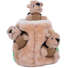 outward hound 松鼠樹洞造型寵物發聲玩具, 1個, 棕色的