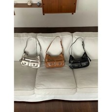 KN SELECTSHOP 真皮多口袋復古機車包 銀色