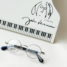 【JOHN LENNON約翰藍儂】日本手工框 古董鏡框 純鈦 銀 海軍藍 圓形鏡框 披頭四 小野洋子