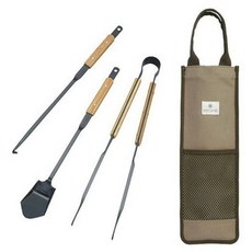 snow peak 雪諾必克 焚火台專業工具組 黑色+棕色, 1個