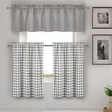 Home Maison King Rough Cafe Tears廚房窗簾 2件組, 灰色的