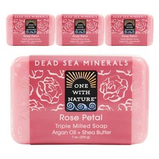ONE WITH NATURE 海鹽礦物玫瑰三重溫和香皂, 200克, 4個
