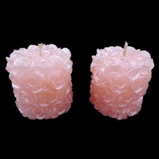 小玫瑰花柱蠟燭 2入/組, 玫瑰