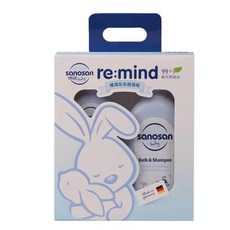 德國sanosan 珊諾 baby re:mind極潤澎澎洗髮沐浴露二合一超值組/雙入組，99%天然成分，溫和清潔寶寶肌膚