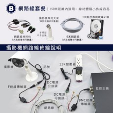 全方位科技-公司貨附發票HME環名 16路監控套餐 H.265 監視器DVR SONY1080P鏡頭*16 AHD老鷹APP, B.絞線傳輸器