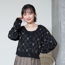 LOVETOXIC 女童款LTC花押字菱格紋針織開襟衫+內搭背心套裝