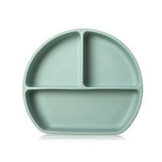 寶寶吸盤餐盤 分格矽膠餐盤 食品級矽膠 兒童餐具 分隔吸盤餐盤, 綠色, 1個, 主餐盤
