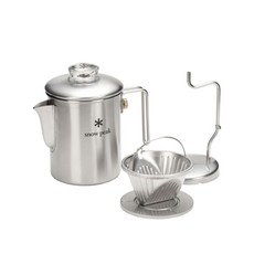 snow peak 雪諾必克 營地咖啡師二合一功能咖啡壺組, 1個, 銀