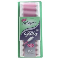 Swisspers 雙尖頭棉花塑膠棒, 1個, 500件