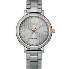 CITIZEN 時尚格紋光動能女錶 EM0766-50A