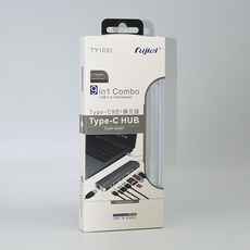 fujiei Type c 9合1轉換器 鋁合金外殼 SD及MicroSD高速讀卡 HDMI高清4K, Gray/Silver, TY1031, 1個