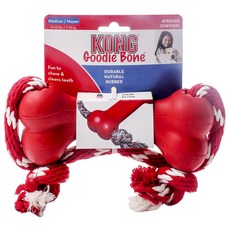 KONG 狗狗橡膠繩索潔牙玩具 M號, 1個, 紅色的