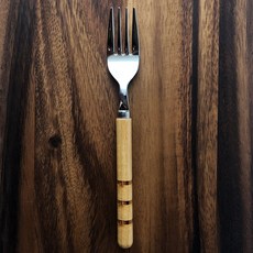 MEISTER HAND 木柄叉子 三款可選 不鏽鋼餐叉 木柄餐具 質感餐叉, 三本線/大, 1個
