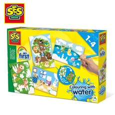 荷蘭SES 神奇水畫系列-隱藏動物 水畫冊 寶寶塗鴉 兒童填色 重複塗鴉, 詳見包裝, 隱藏動物