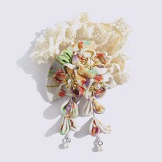 SweetMommy 日式搓花扇形三花髮帶夾, 1個, 乳霜