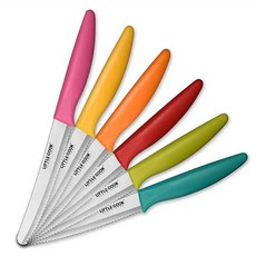 小廚師 牛排刀 6支組, 1個, 粉紅色,黃色,橘色,紅色,綠色,水藍色