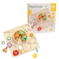 【德國 classic world 客來喜經典木玩】 披薩派對拼拼樂 40066, Multicolor