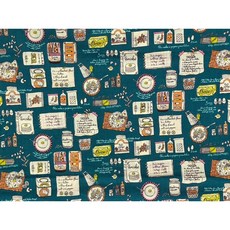 Happy Japan 日本進口廚房小物食譜圖案棉布 靛藍色 手作拼布材料