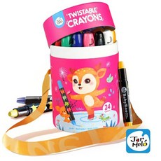 JarMelo 原創美玩 兒童絲滑蠟筆 24色 附背帶 安全無毒 旋轉蠟筆, 詳見包裝, 24, 1個