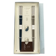 Ishida 日本對筷禮盒, 1組, 筷子 2雙+筷架 2個, 藍色+灰色