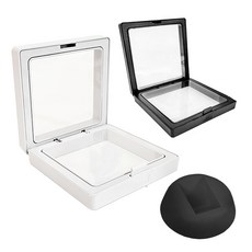 PE膜懸浮首飾盒 透明首飾收納盒 防塵首飾展示盒 珠寶盒, 黑色－7x7cm, 1個