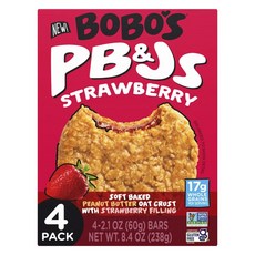 BOBO'S OAT BARS PB&Js軟烤花生醬草莓夾心燕麥餅乾 4包入, 1盒, 238g