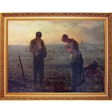 開運陶源 The Angelus 晚禱 晚鐘 掛畫 -米勒 田園之美名畫 92x72cm, 詳見包裝