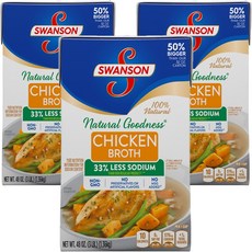 SWANSON 雞高湯 33%鈉, 3瓶, 1.36kg