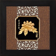 開運陶源 雅鑑鑫品 小古典中國風-牡丹花開富貴 純金金箔畫 24x24cm 壁掛/桌上擺飾, 詳見包裝