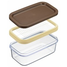 YOSHIKAWA 吉川 奶油切割保存盒, 1個, 黃色+棕色