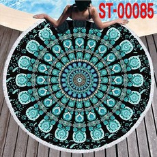 BO雜貨 厚款150cm波西米亞風圓形流蘇沙灘巾 曼陀羅圖騰海灘墊 海邊野餐墊
