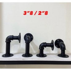 宇晨裝潢五金 8分水管支撐架 工業風隔板支撐架 造型衣架 三角架 L水管支架 工業風置物架 層板架 黑, 黑色,2寸