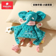 寶寶多功能安撫巾 哄睡玩偶 可入口啃咬磨牙牙膠玩具 早教 嬰幼兒益智安撫巾, 小象, 1個