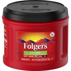 Folgers 經典中度烘焙咖啡粉 1/2咖啡因款, 720克, 研磨咖啡, 咖啡機