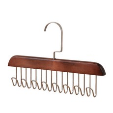 實木多掛勾衣架 8掛鉤設計 360度旋轉 吊帶收納, 木 Tone