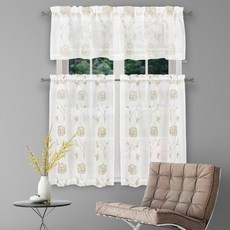 Home Maison Trixie 咖啡館層式廚房窗簾 2件組, Beige+Taupe