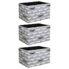 LUSH DECOR 鱷魚圖樣可折疊箱, 3入, 灰色/綠色