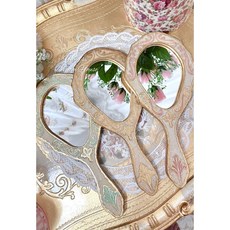 義大利手工製雕花鏡 復古公主鏡 高質感梳妝鏡 化妝鏡 居家裝飾, 白色