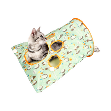 【毛皇上】寵物玩具 響紙貓隧道 袋子貓隧道 折疊貓隧道 貓隧道袋 貓通道 響紙隧道 逗貓玩具 貓咪玩具【WOWWOW】, 刺蝟綠款, 1個